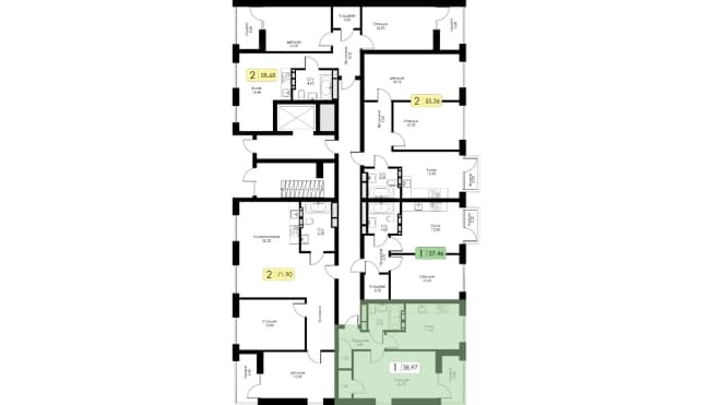 Купить квартиру площадью 40 кв.м в Смоленской области. Вариант № 2166565, 1, площадь - квм, цена 4370275 рублей