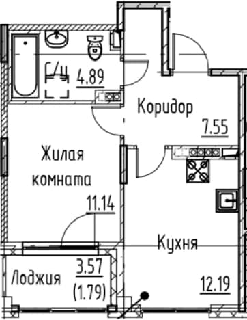 . Вариант № 1831237, 0, площадь - 35.77 квм, цена 10937472 рублей