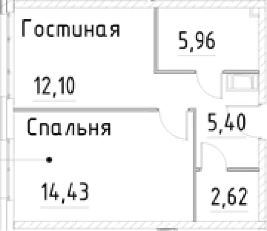 . Вариант № 1853651, 0, площадь - 40.51 квм, цена 9819356 рублей
