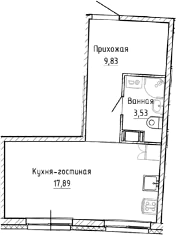 . Вариант № 1903096, 0, площадь - 31.25 квм, цена 6701843 рублей