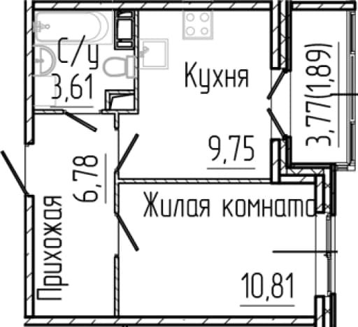 . Вариант № 2035739, 0, площадь - 30.96 квм, цена 6832800 рублей
