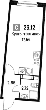 . Вариант № 1813243, 0, площадь - 23.12 квм, цена 5319617 рублей