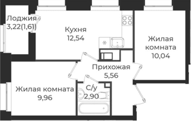 . Вариант № 1838891, 0, площадь - 41 квм, цена 7350864 рублей