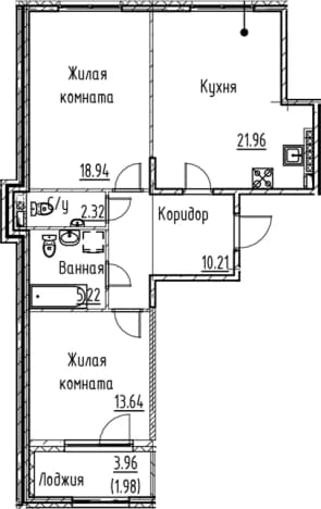 . Вариант № 1831243, 0, площадь - 72.29 квм, цена 20492578 рублей