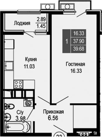 . Вариант № 2112646, 0, площадь - 37.9 квм, цена 11110400 рублей