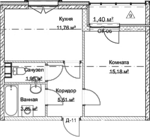 . Вариант № 1909826, 0, площадь - 38.75 квм, цена 14605000 рублей