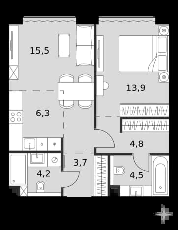 Купить двухкомнатную квартиру у метро Беговая в Москве. Вариант № 2314853, 0, площадь - квм, цена 38595840 рублей