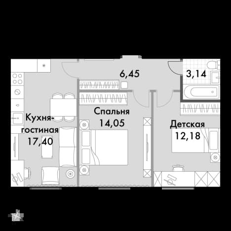 . Вариант № 2166556, 0, площадь - 53.1 квм, цена 15664500 рублей
