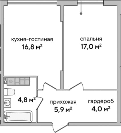 . Вариант № 2127082, 0, площадь - 48.5 квм, цена 16704736 рублей