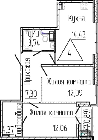 . Вариант № 2035784, 0, площадь - 53.99 квм, цена 10701600 рублей