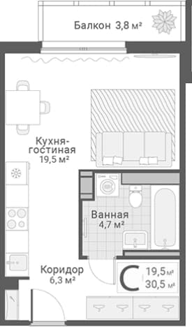 . Вариант № 2099701, 0, площадь - 30.5 квм, цена 10000000 рублей