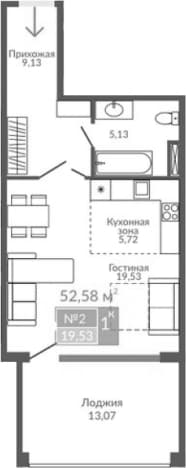 . Вариант № 2112757, 0, площадь - 39.51 квм, цена 13046852 рублей