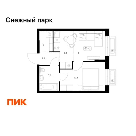 . Вариант № 2272876, 0, площадь - 31.6 квм, цена 6443240 рублей