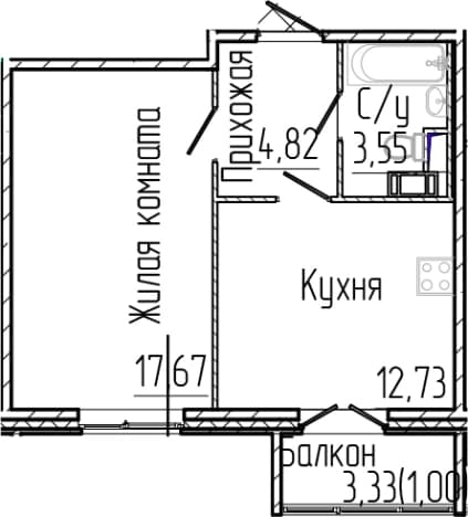 . Вариант № 1806212, 0, площадь - 38.77 квм, цена 8135948 рублей