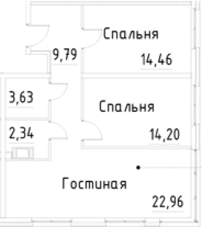 . Вариант № 1920205, 0, площадь - 67.38 квм, цена 15685659 рублей