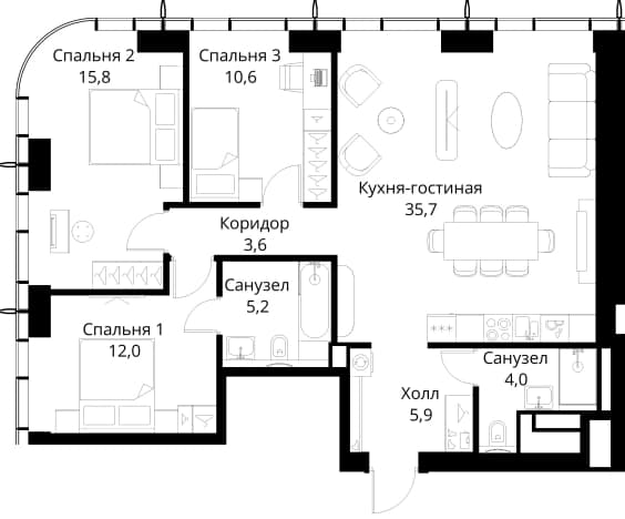 . Вариант № 2173523, 0, площадь - 92.8 квм, цена 35005645 рублей
