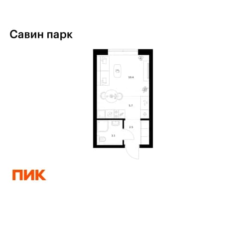 . Вариант № 2204641, 0, площадь - 21.7 квм, цена 4548320 рублей