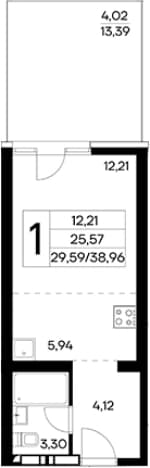 . Вариант № 2155151, 0, площадь - 34.94 квм, цена 12856800 рублей