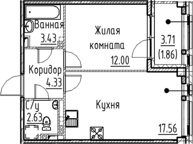 . Вариант № 1831134, 0, площадь - 39.95 квм, цена 11251907 рублей