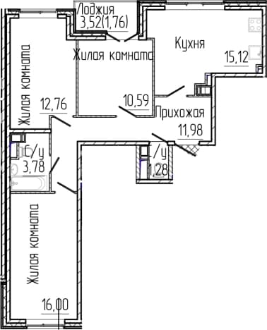 . Вариант № 1806202, 0, площадь - 71.51 квм, цена 14287650 рублей