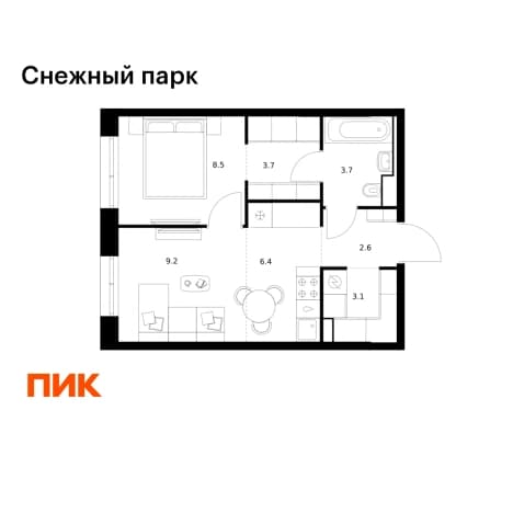 Купить однокомнатную квартиру в новостройках в ЖК Снежный парк в Владивостоке. Вариант № 2019204, 1, площадь - квм, цена 8120760 рублей