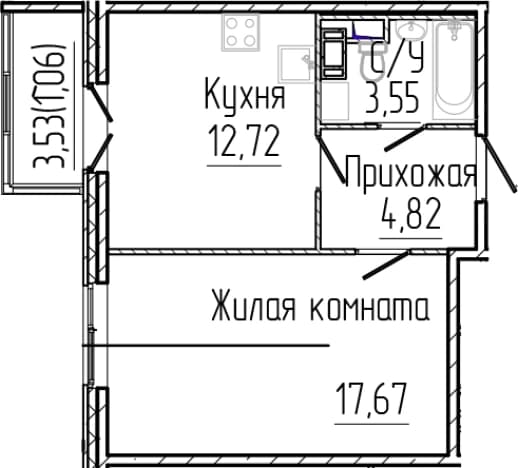 . Вариант № 2035836, 0, площадь - 38.76 квм, цена 7764900 рублей