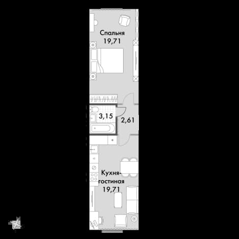 . Вариант № 959400, 0, площадь - 45.4 квм, цена 13483800 рублей