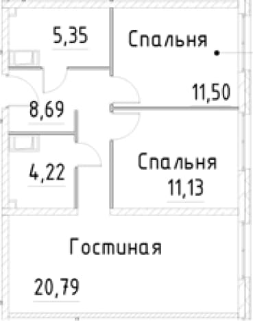 . Вариант № 1853568, 0, площадь - 61.68 квм, цена 13832702 рублей