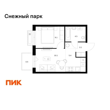 Купить однокомнатную квартиру с балконом в районе Ленинский в Владивостоке. Вариант № 2329684, 1, площадь - квм, цена 6857190 рублей