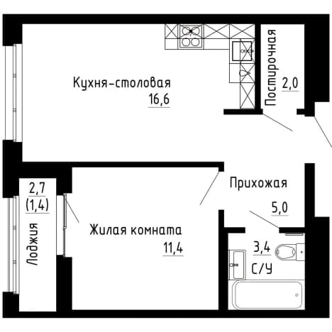 . Вариант № 1937079, 0, площадь - 39.8 квм, цена 9930100 рублей