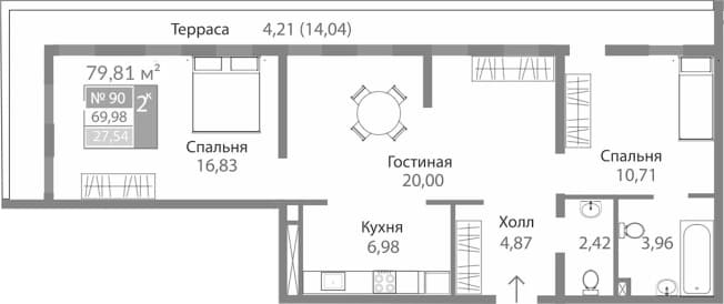 Купить двухкомнатную квартиру в ЖК Благо в Республике Крым. Вариант № 2273979, 0, площадь - квм, цена 11060863 рублей