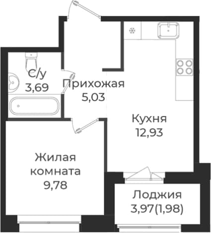 . Вариант № 1838950, 0, площадь - 31.43 квм, цена 5562765 рублей