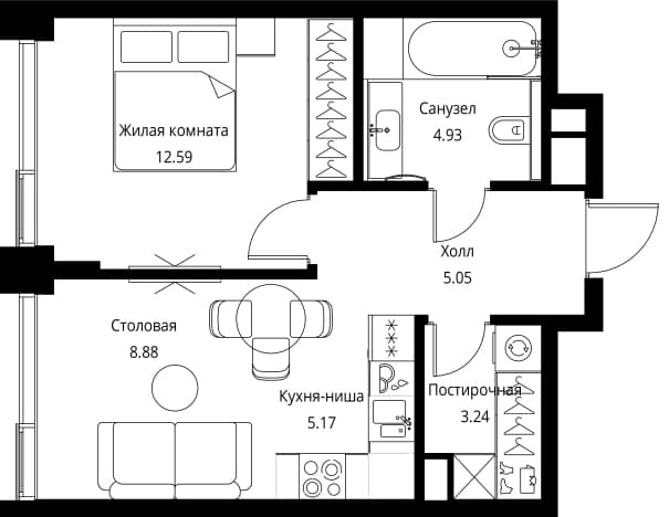 . Вариант № 2178199, 0, площадь - 39.86 квм, цена 22856601 рублей