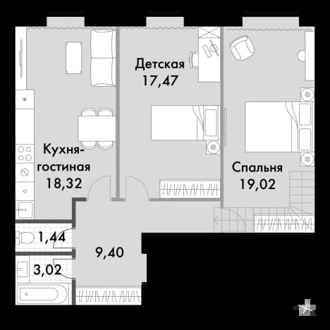 . Вариант № 2167379, 0, площадь - 68.67 квм, цена 20257650 рублей