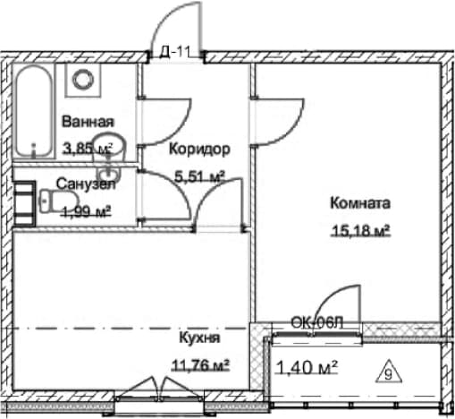 . Вариант № 1909827, 0, площадь - 38.95 квм, цена 14515000 рублей