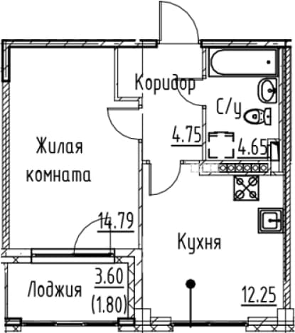 . Вариант № 1831223, 0, площадь - 36.44 квм, цена 11343514 рублей