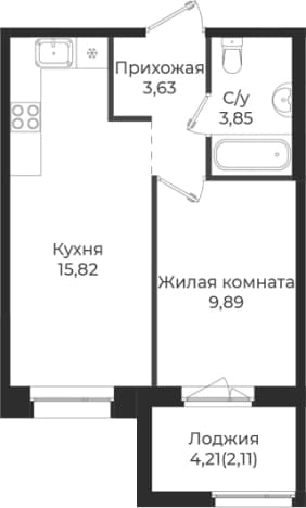 . Вариант № 1838983, 0, площадь - 33.19 квм, цена 5655060 рублей