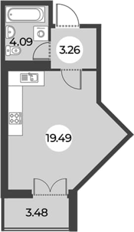 . Вариант № 2330593, 0, площадь - 26.84 квм, цена 9436000 рублей