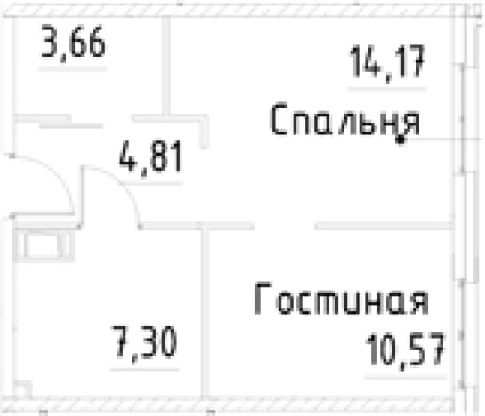 . Вариант № 1920194, 0, площадь - 40.51 квм, цена 9391765 рублей