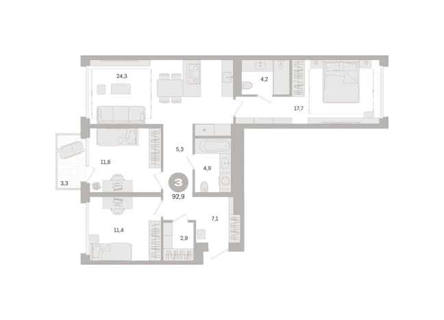. Вариант № 2362040, 0, площадь - 92.9 квм, цена 73090000 рублей