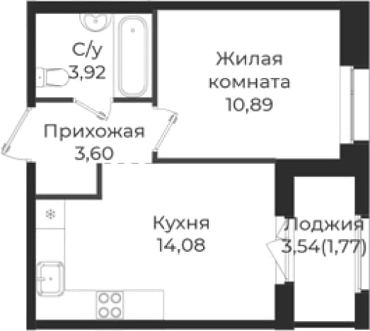 . Вариант № 1838889, 0, площадь - 32.49 квм, цена 5426784 рублей