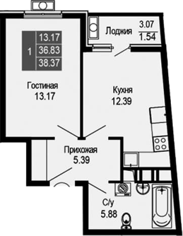 Купить однокомнатную квартиру в новостройках (ЖК) в ЖК АК Sky7 в Евпатории. Вариант № 2195139, 0, площадь - квм, цена 10743600 рублей