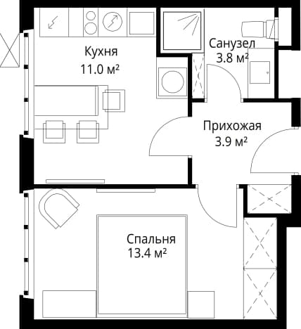 . Вариант № 2289310, 0, площадь - 32.1 квм, цена 9221784 рублей