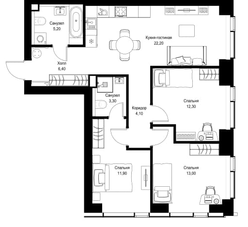. Вариант № 2380254, 0, площадь - 78.4 квм, цена 41912640 рублей