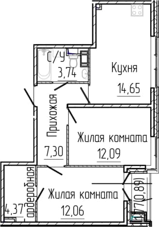 . Вариант № 2035732, 0, площадь - 54.21 квм, цена 10524100 рублей