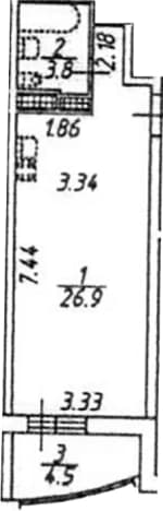 . Вариант № 1865571, 0, площадь - 30.7 квм, цена 9152000 рублей
