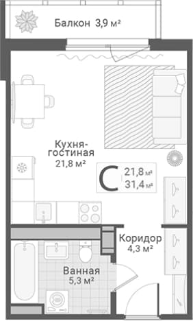 . Вариант № 1855345, 0, площадь - 31.4 квм, цена 10250000 рублей