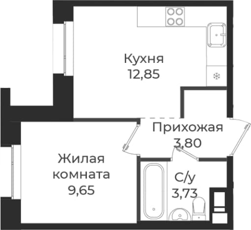 . Вариант № 1838854, 0, площадь - 30.03 квм, цена 4999995 рублей