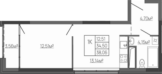 . Вариант № 2154521, 0, площадь - 34.5 квм, цена 13997000 рублей