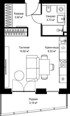 . Вариант № 2254329, 0, площадь - 35.09 квм, цена 24485802 рублей